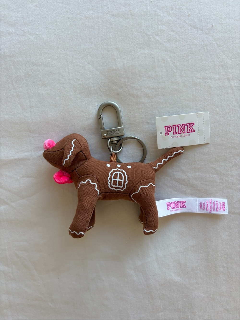 VS PINK Gingerbread Micro Dog Keychain